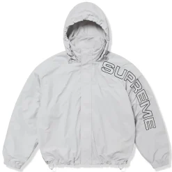Supreme Spellout Embroidered Grey Track Jacket (FW24)< Coats & Jackets