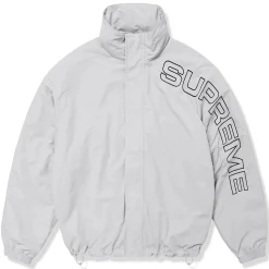 Supreme Spellout Embroidered Grey Track Jacket (FW24)< Coats & Jackets
