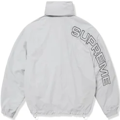 Supreme Spellout Embroidered Grey Track Jacket (FW24)< Coats & Jackets