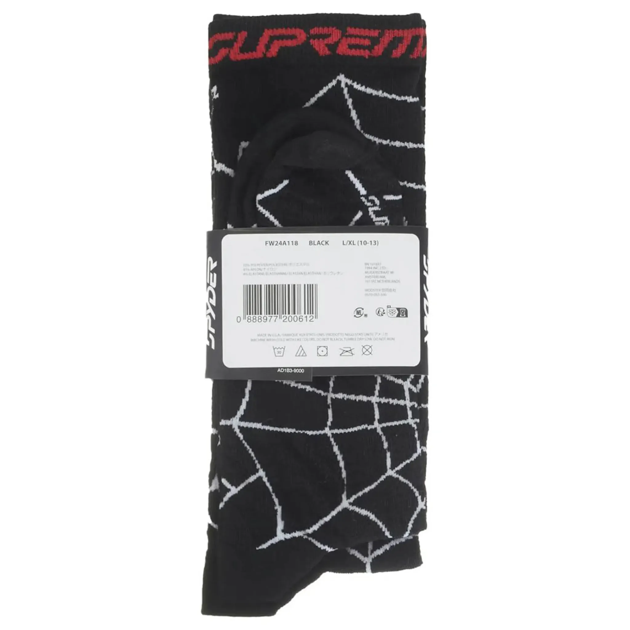 Supreme Spyder Crew Socks (1 Pack) Black< Socks