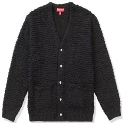 Supreme Textured Black Knotted Cardigan< Sweatshirts & Hoodies
