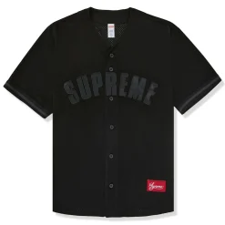 Supreme Ultrasuede Mesh Baseball Black Jersey< T-shirts