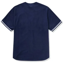 Supreme Ultrasuede Mesh Baseball Navy Blue Jersey< T-shirts
