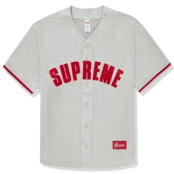 Supreme Ultrasuede Mesh Baseball Grey Jersey< T-shirts