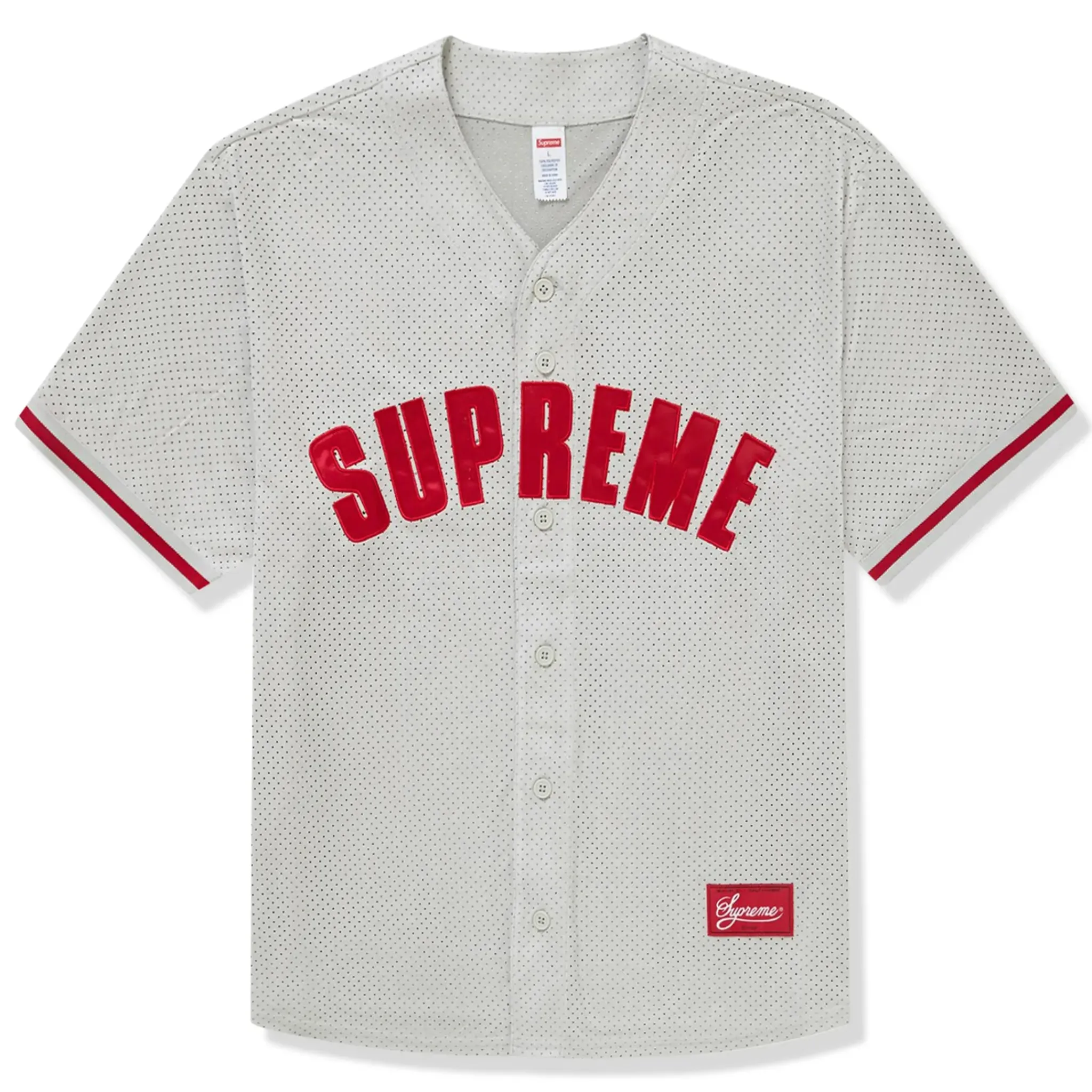 Supreme Ultrasuede Mesh Baseball Grey Jersey< T-shirts