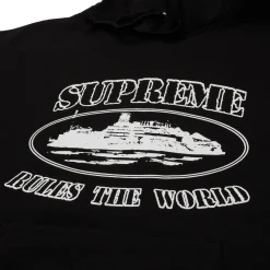 Supreme x Corteiz Rule The World Black Hoodie< Sweatshirts & Hoodies