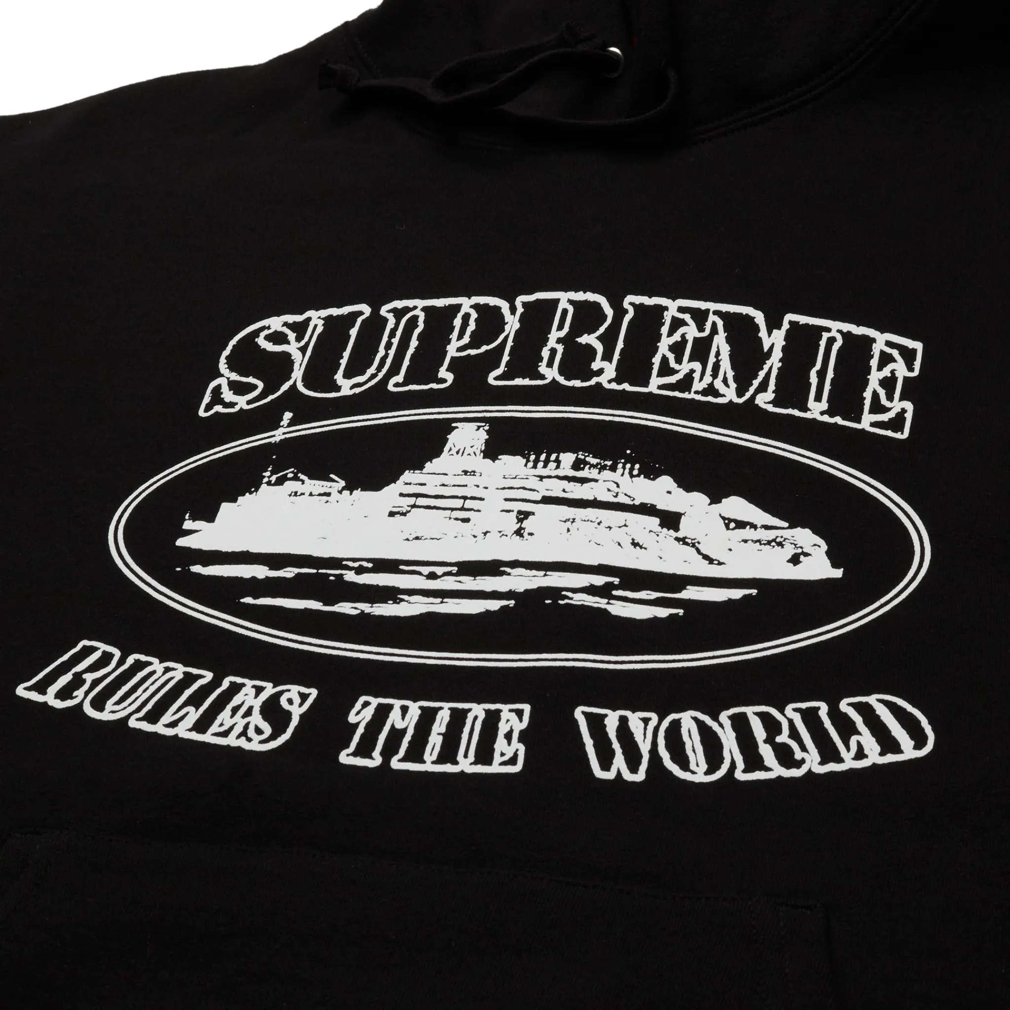Supreme x Corteiz Rule The World Black Hoodie< Sweatshirts & Hoodies