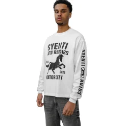 Syenti Motor City Long-Sleeved Off White T Shirt< T-shirts