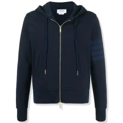 Thom Browne Classic Loopback 4-Bar Tonal Full Zip Blue Hoodie< Sweatshirts & Hoodies