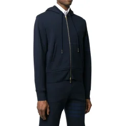 Thom Browne Classic Loopback 4-Bar Tonal Full Zip Blue Hoodie< Sweatshirts & Hoodies