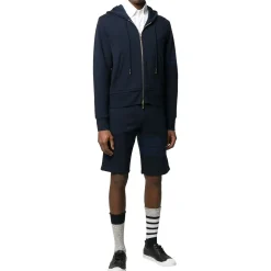 Thom Browne Classic Loopback 4-Bar Tonal Full Zip Blue Hoodie< Sweatshirts & Hoodies