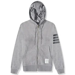 Thom Browne Classic Loopback 4-Bar Tonal Full Zip Medium Grey Hoodie< Matching Sets|Sweatshirts & Hoodies