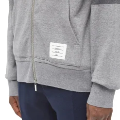 Thom Browne Classic Loopback 4-Bar Tonal Full Zip Medium Grey Hoodie< Matching Sets|Sweatshirts & Hoodies